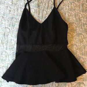 Black peplum top with mesh